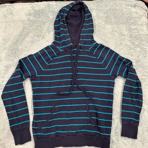 Navy and bright blue striped hoodie